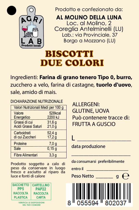 Biscotti Due Colori - etichetta