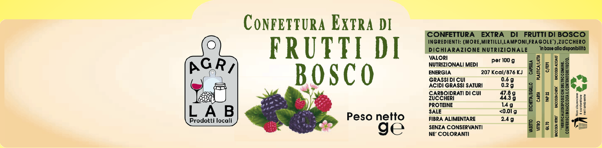 Confettura Extra di Fragole e Lamponi - etichetta